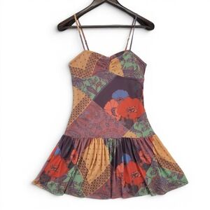 Kimchi Blue Patchwork Mini Dress Boho Y2K Cottagecore Fairycore Flowy Retro